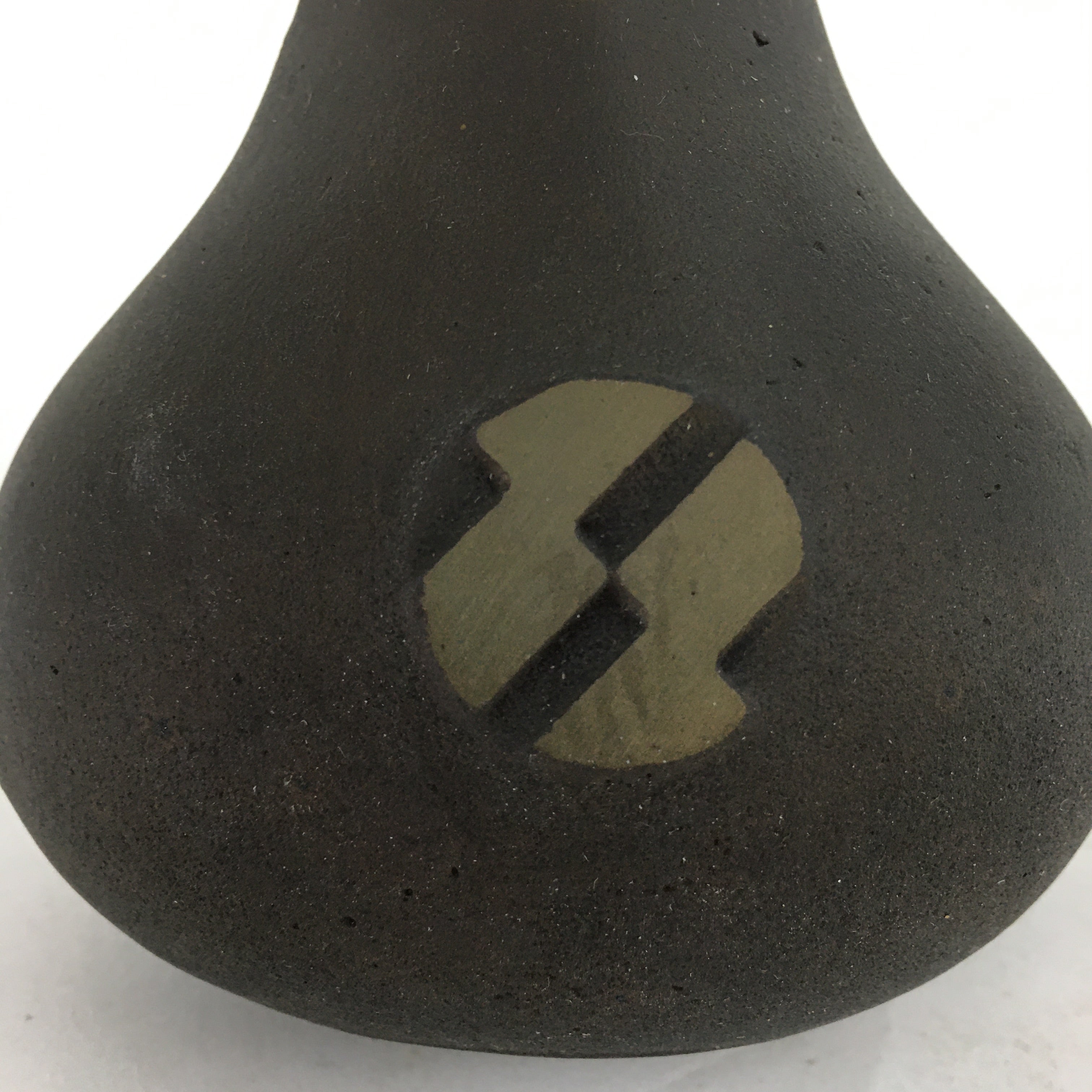 Japanese Bronze Single Flower Vase Kabin Vtg Wave Design Brown FV977