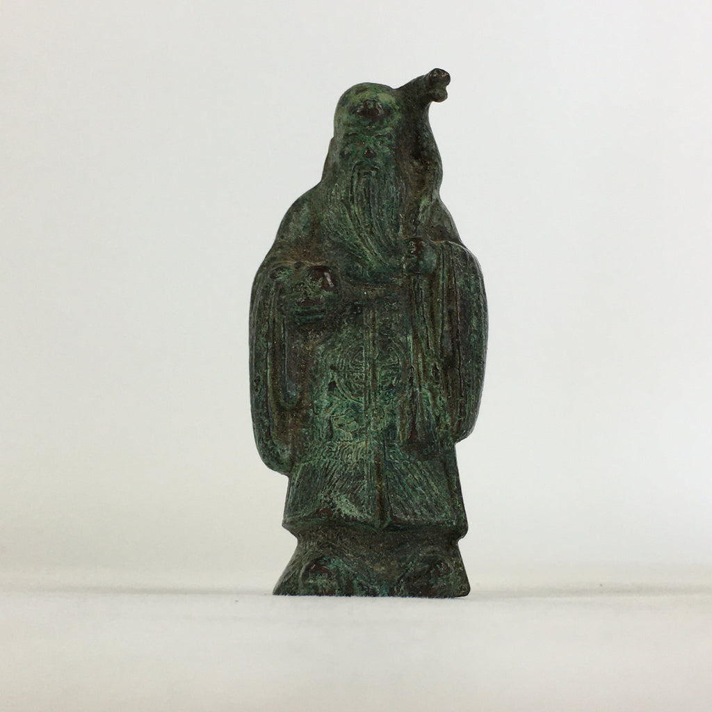 Japanese Bronze Small Figurine Vtg Fukurokuju 7 Lucky Gods Paper Weight JK315