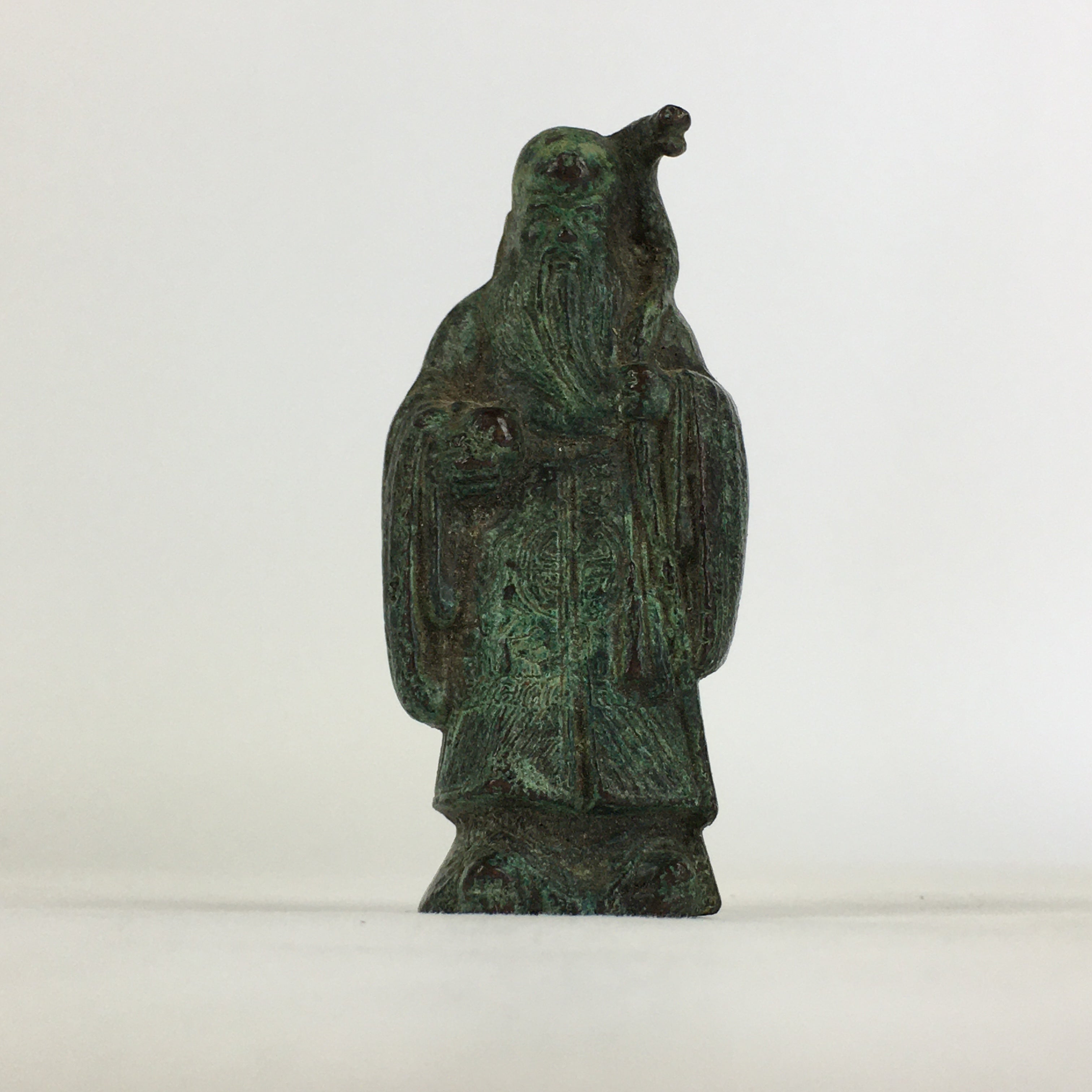 Japanese Bronze Small Figurine Vtg Fukurokuju 7 Lucky Gods Paper Weight JK315