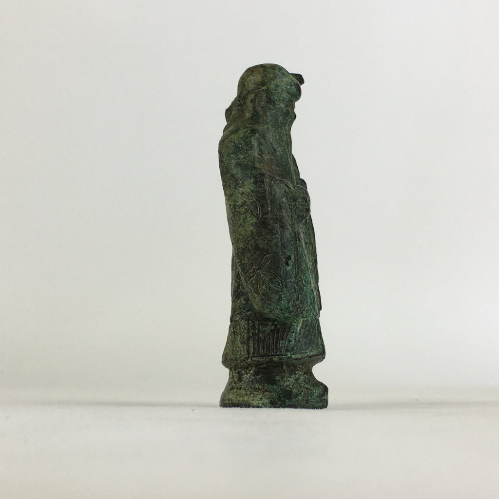 Japanese Bronze Small Figurine Vtg Fukurokuju 7 Lucky Gods Paper Weight JK315
