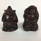 Japanese Bronze Statue Vtg 7 Lucky Gods Ebisu Daikokuten Wooden Box PX543