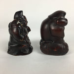 Japanese Bronze Statue Vtg 7 Lucky Gods Ebisu Daikokuten Wooden Box PX543