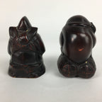 Japanese Bronze Statue Vtg 7 Lucky Gods Ebisu Daikokuten Wooden Box PX543