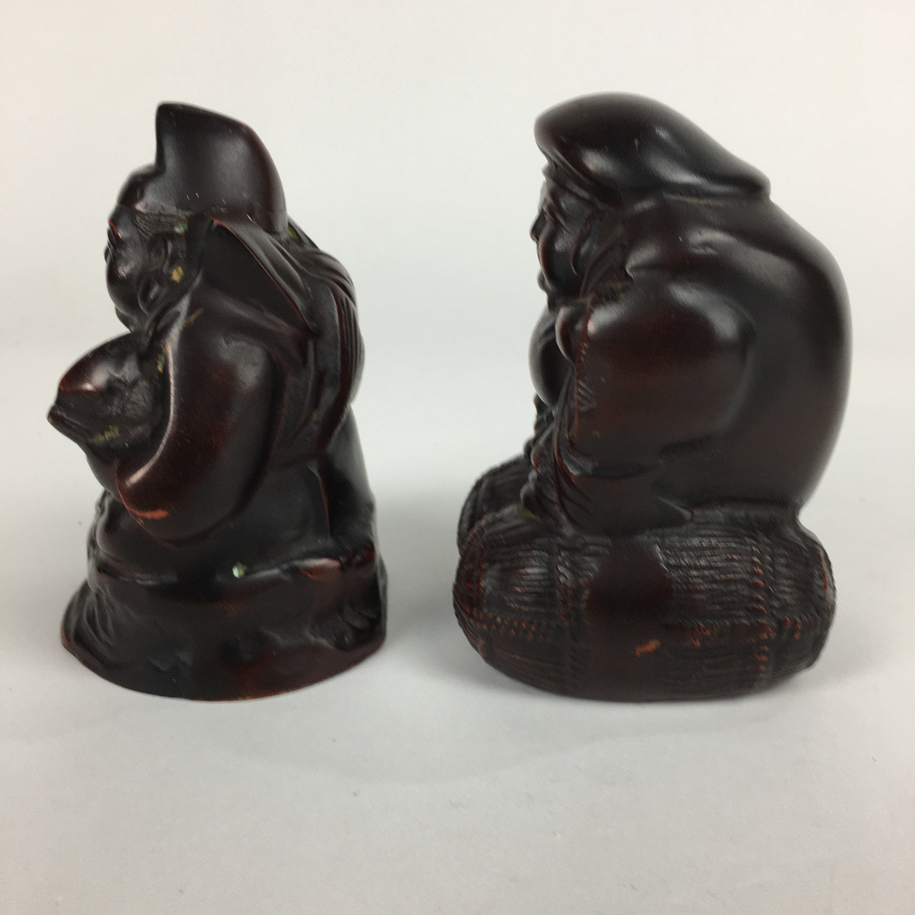 Japanese Bronze Statue Vtg 7 Lucky Gods Ebisu Daikokuten Wooden Box PX543