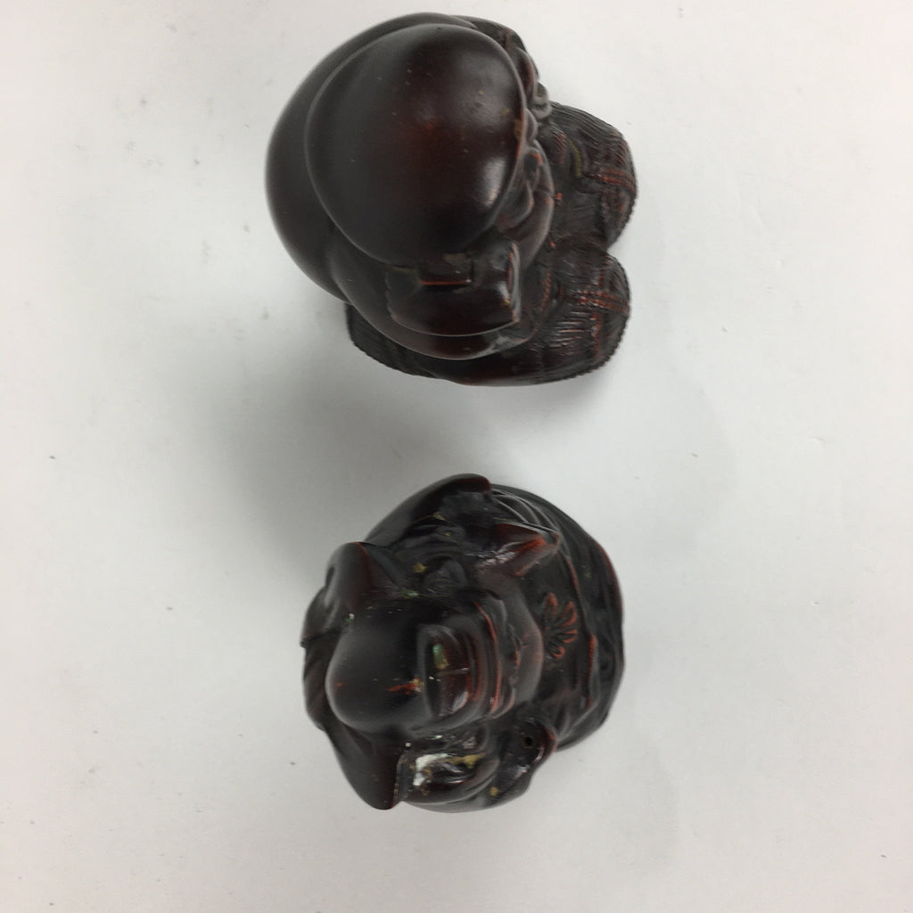 Japanese Bronze Statue Vtg 7 Lucky Gods Ebisu Daikokuten Wooden Box PX543