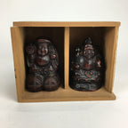 Japanese Bronze Statue Vtg 7 Lucky Gods Ebisu Daikokuten Wooden Box PX543