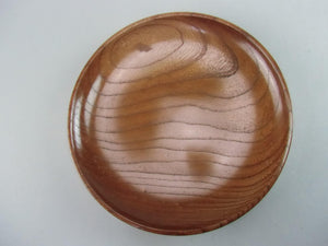 Japanese Brown Wooden Plate Vtg Kashiki Zelkova Tree Natural Grain LW780