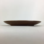 Japanese Brushed Lacquer Wooden Plate Vtg Round Natural Grain Brown UR684