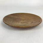 Japanese Brushed Lacquer Wooden Plate Vtg Round Natural Grain Brown UR686
