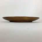 Japanese Brushed Lacquer Wooden Plate Vtg Round Natural Grain Brown UR686