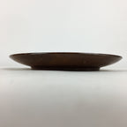 Japanese Brushed Lacquer Wooden Plate Vtg Round Natural Grain Brown UR686