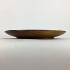 Japanese Brushed Lacquer Wooden Plate Vtg Round Natural Grain Brown UR686