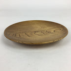Japanese Brushed Lacquer Wooden Plate Vtg Round Natural Grain Brown UR687
