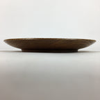Japanese Brushed Lacquer Wooden Plate Vtg Round Natural Grain Brown UR687