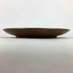 Japanese Brushed Lacquer Wooden Plate Vtg Round Natural Grain Brown UR687