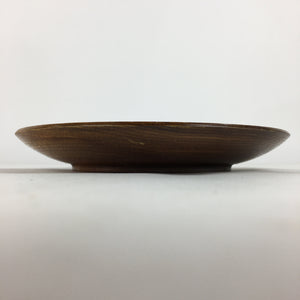 Japanese Brushed Lacquer Wooden Plate Vtg Round Natural Grain Brown UR688