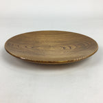 Japanese Brushed Lacquer Wooden Plate Vtg Round Natural Grain Brown UR689