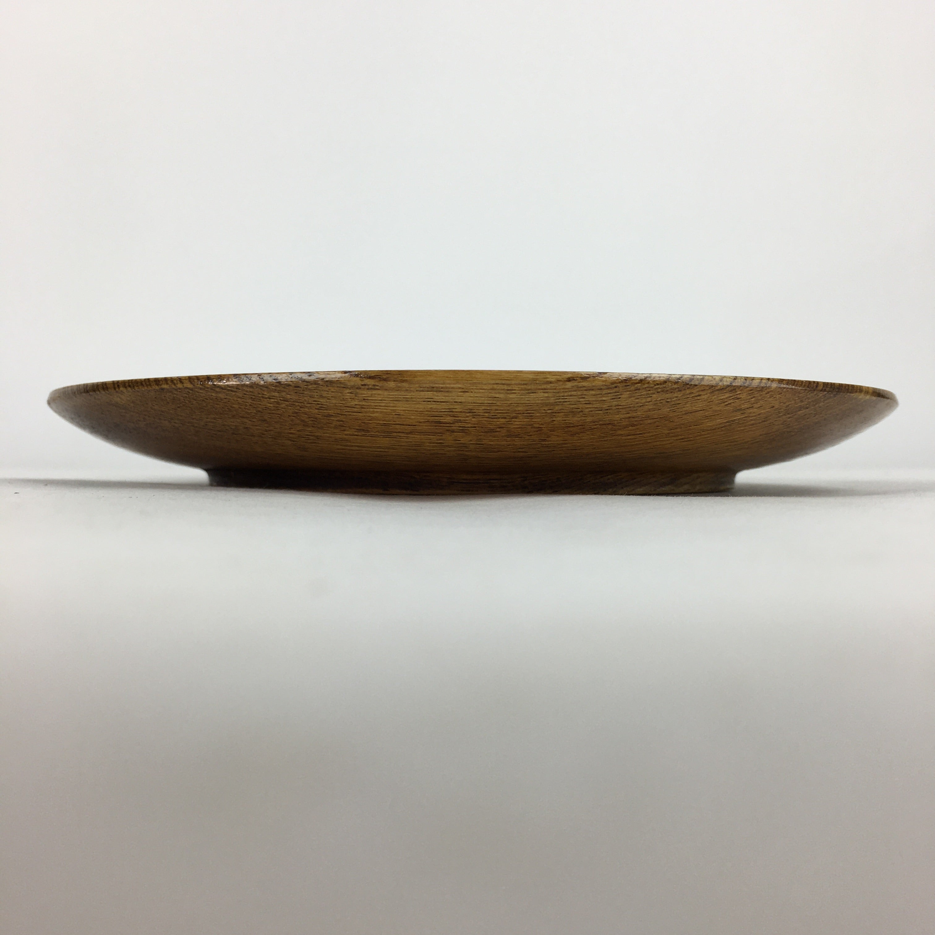 Japanese Brushed Lacquer Wooden Plate Vtg Round Natural Grain Brown UR690