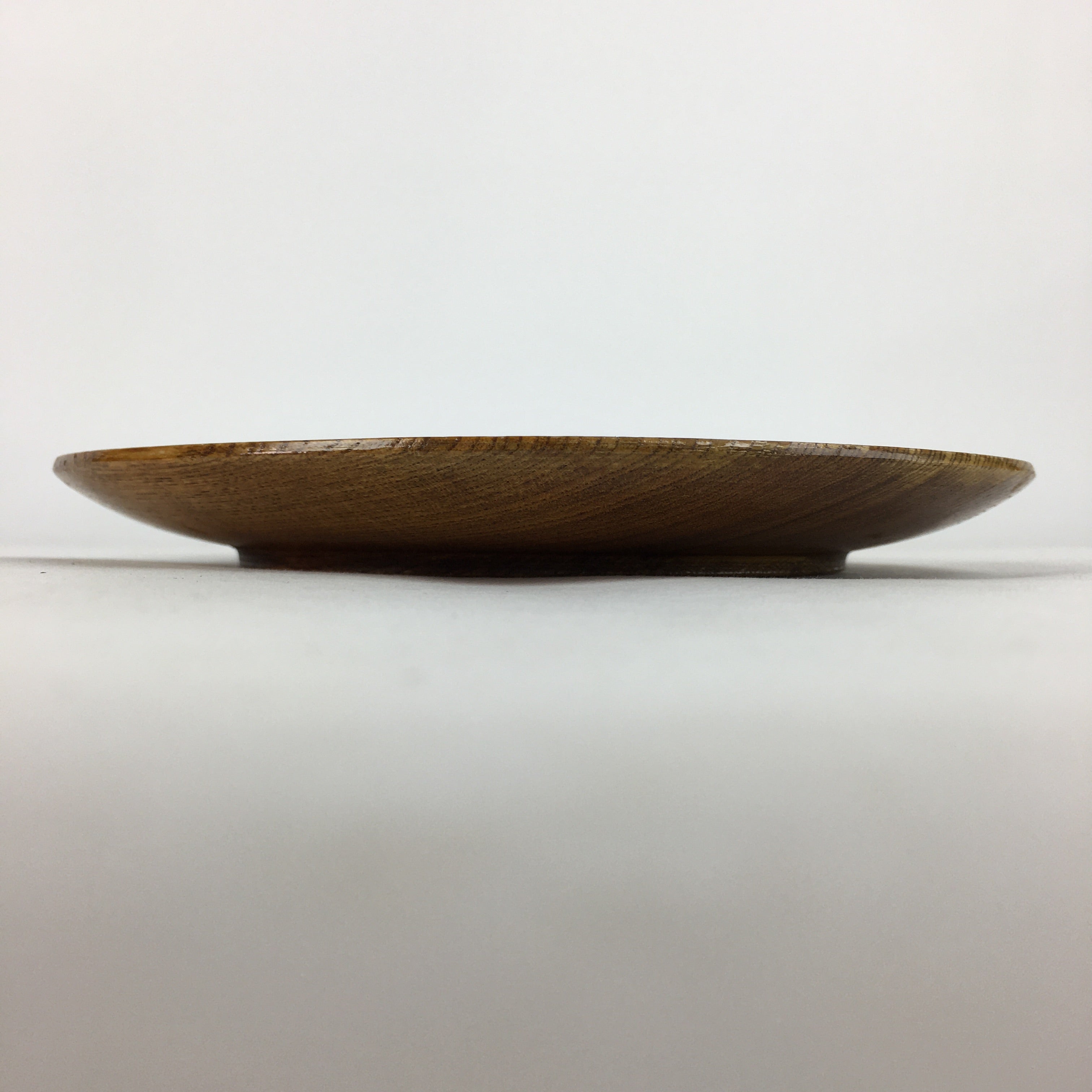 Japanese Brushed Lacquer Wooden Plate Vtg Round Natural Grain Brown UR690