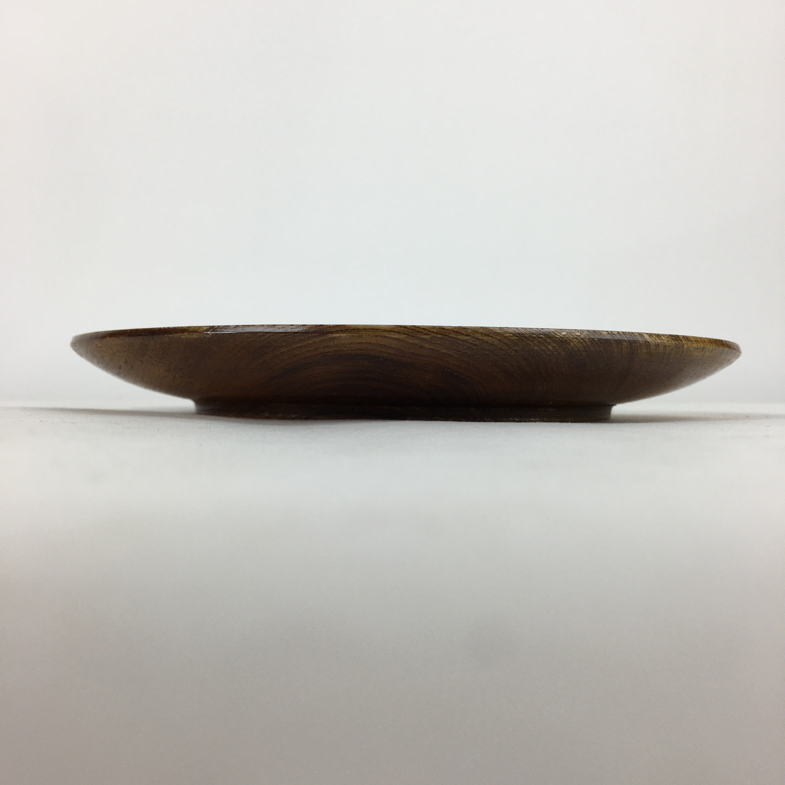 Japanese Brushed Lacquer Wooden Plate Vtg Round Natural Grain Brown UR690