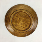 Japanese Brushed Lacquer Wooden Plate Vtg Round Natural Grain Brown UR690