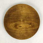 Japanese Brushed Lacquer Wooden Plate Vtg Round Natural Grain Brown UR690