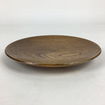 Japanese Brushed Lacquer Wooden Plate Vtg Round Natural Grain Brown UR691