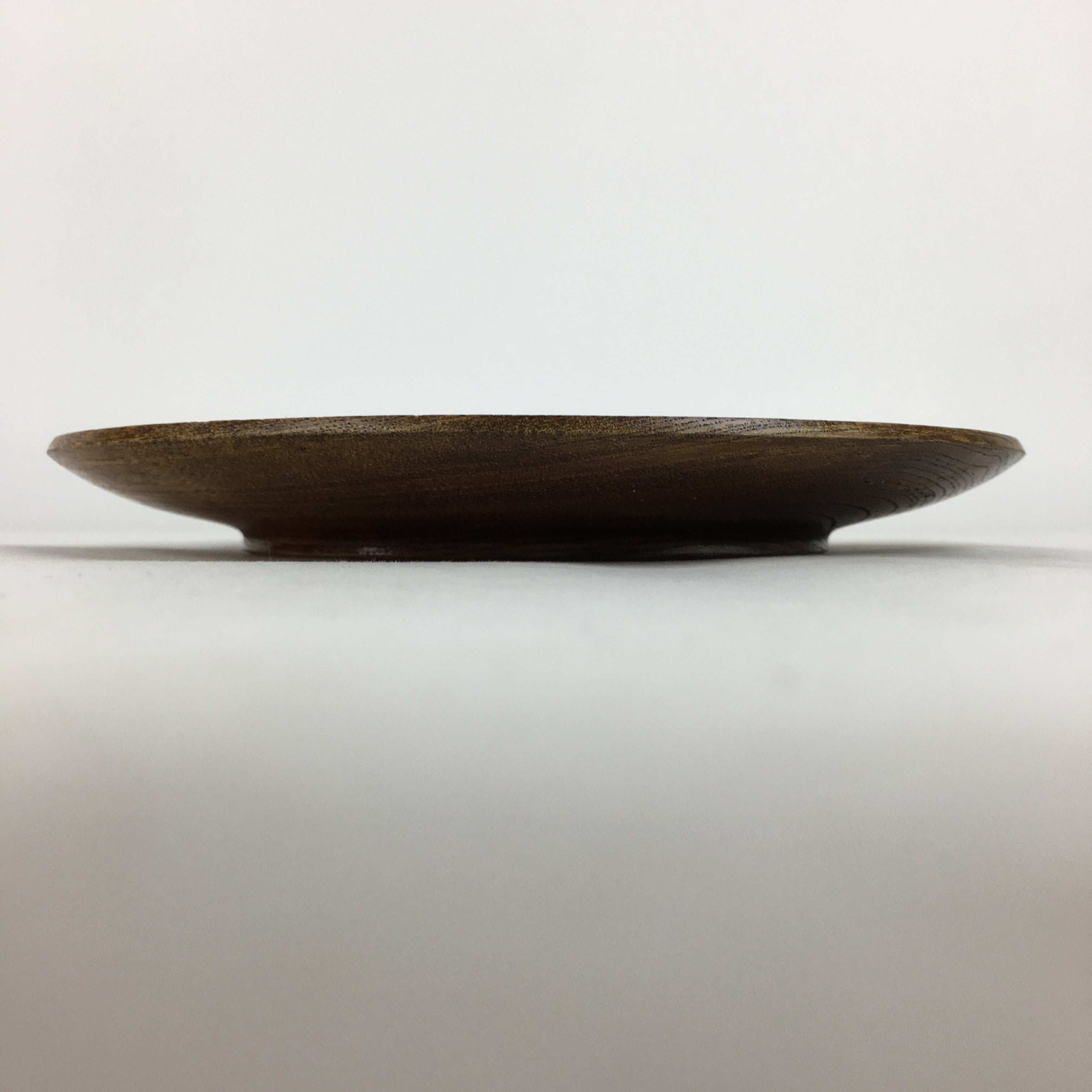 Japanese Brushed Lacquer Wooden Plate Vtg Round Natural Grain Brown UR692