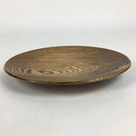 Japanese Brushed Lacquer Wooden Plate Vtg Round Natural Grain Brown UR693