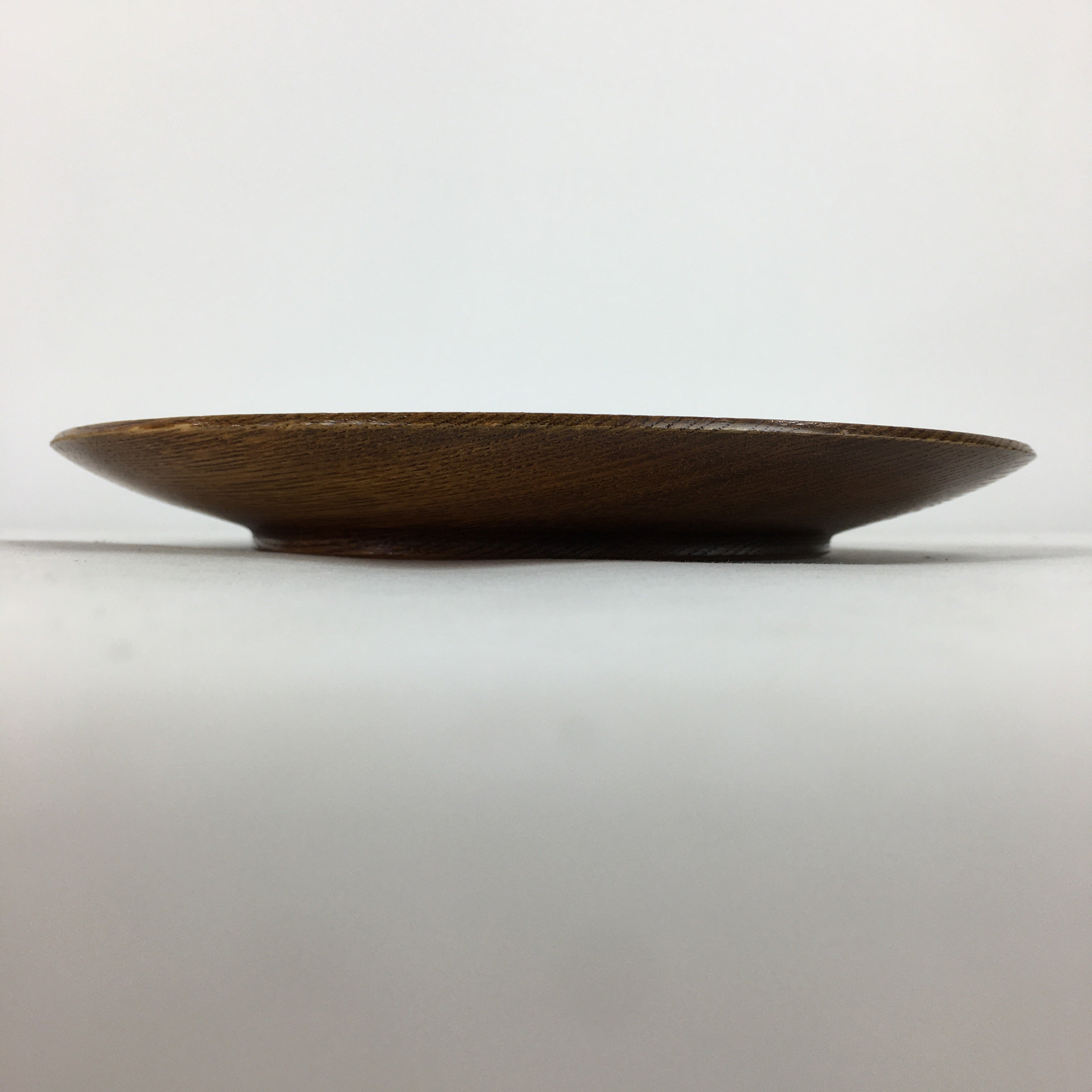 Japanese Brushed Lacquer Wooden Plate Vtg Round Natural Grain Brown UR693