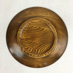 Japanese Brushed Lacquer Wooden Plate Vtg Round Natural Grain Brown UR693
