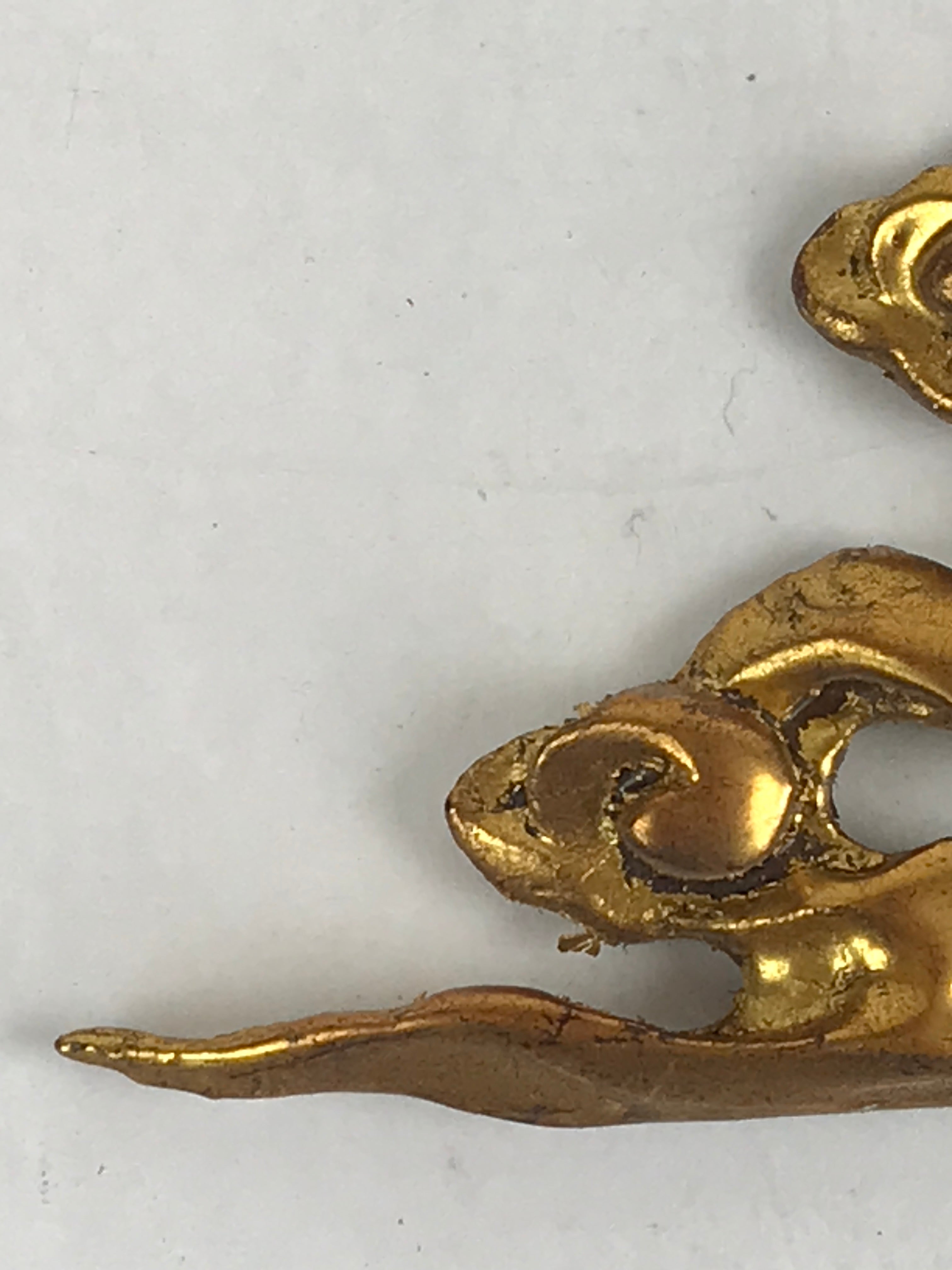 Japanese Buddhist Altar Decorative Part Vtg Spare Parts Golden Carved cloud BU87