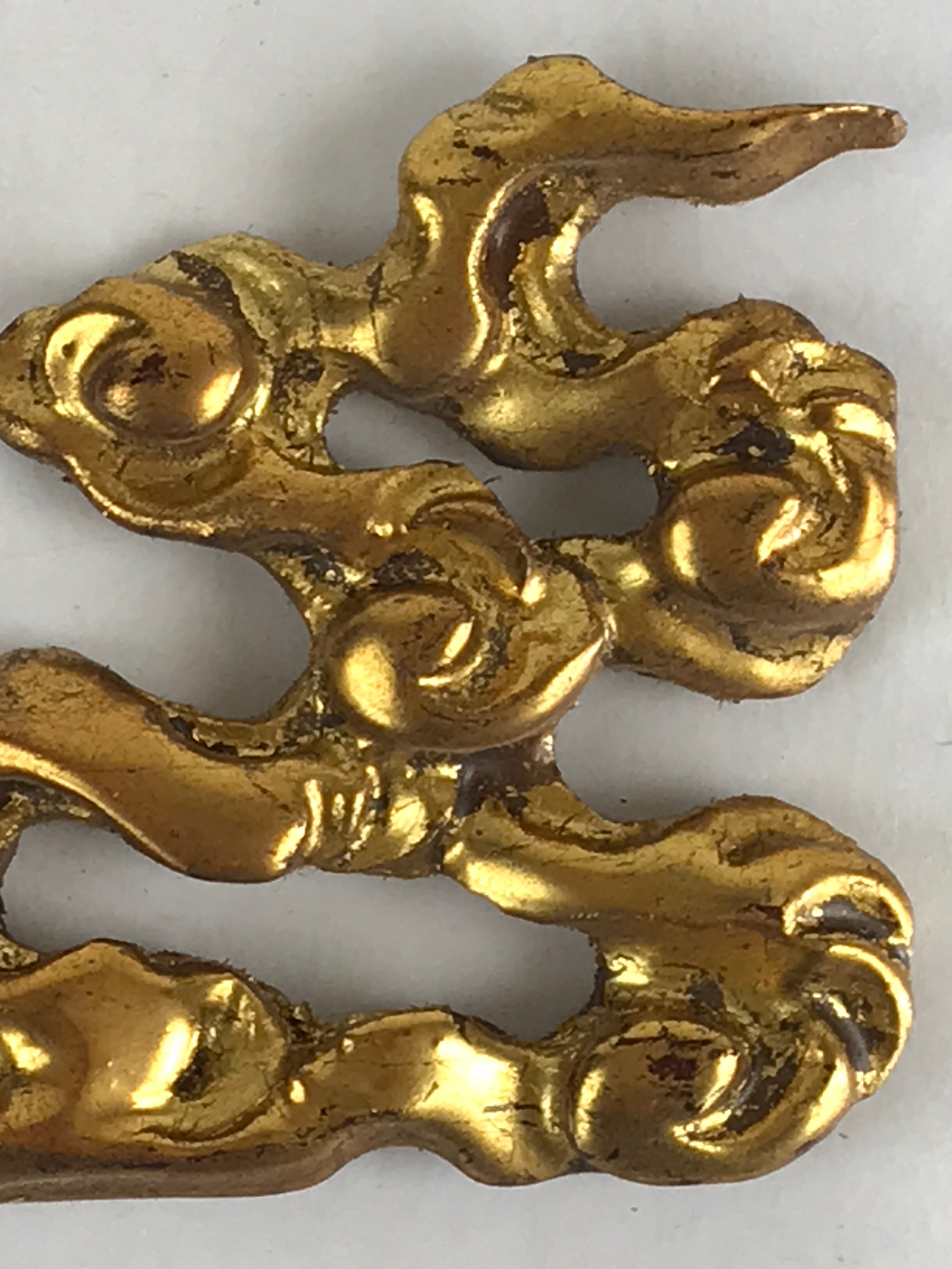 Japanese Buddhist Altar Decorative Part Vtg Spare Parts Golden Carved cloud BU87
