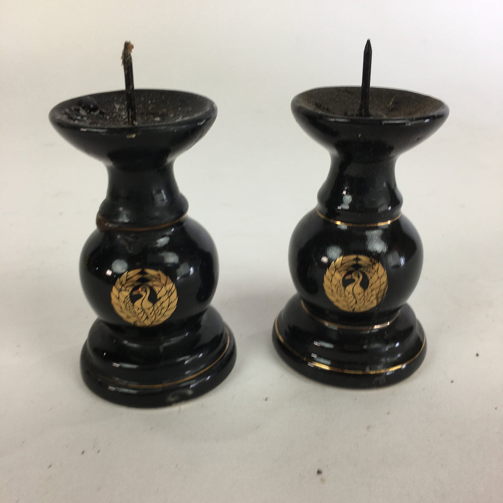 Japanese Buddhist Altar Fitting 2 pc Set Candle Stand Vtg Porcelain Shokudai BU5