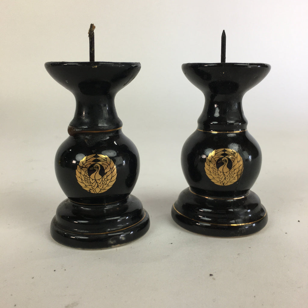 Japanese Buddhist Altar Fitting 2 pc Set Candle Stand Vtg Porcelain Shokudai BU5