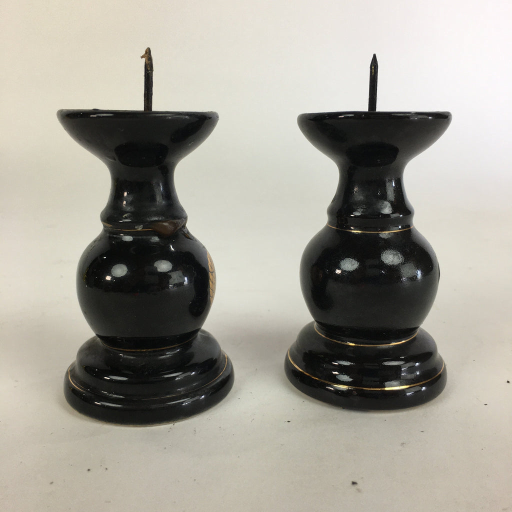 Japanese Buddhist Altar Fitting 2 pc Set Candle Stand Vtg Porcelain Shokudai BU5