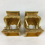 Japanese Buddhist Altar Fitting 2 pc Set Vtg Gold Offering Stand Gold Red BU702