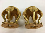 Japanese Buddhist Altar Fitting 2 pc Set Vtg Gold Offering Stand Gold Red BU708