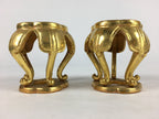 Japanese Buddhist Altar Fitting 2 pc Set Vtg Gold Offering Stand Gold Red BU708
