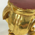 Japanese Buddhist Altar Fitting 2 pc Set Vtg Gold Offering Stand Gold Red BU708
