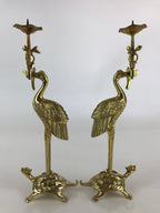 Japanese Buddhist Altar Fitting 2pc Candle Stands Brass Shokudai Butsudan BU826