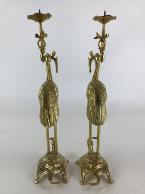 Japanese Buddhist Altar Fitting 2pc Candle Stands Brass Shokudai Butsudan BU826