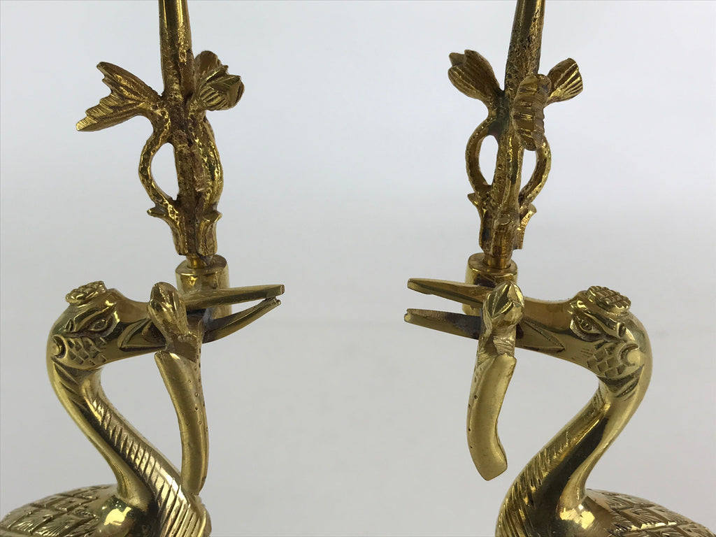 Japanese Buddhist Altar Fitting 2pc Candle Stands Brass Shokudai Butsudan BU826