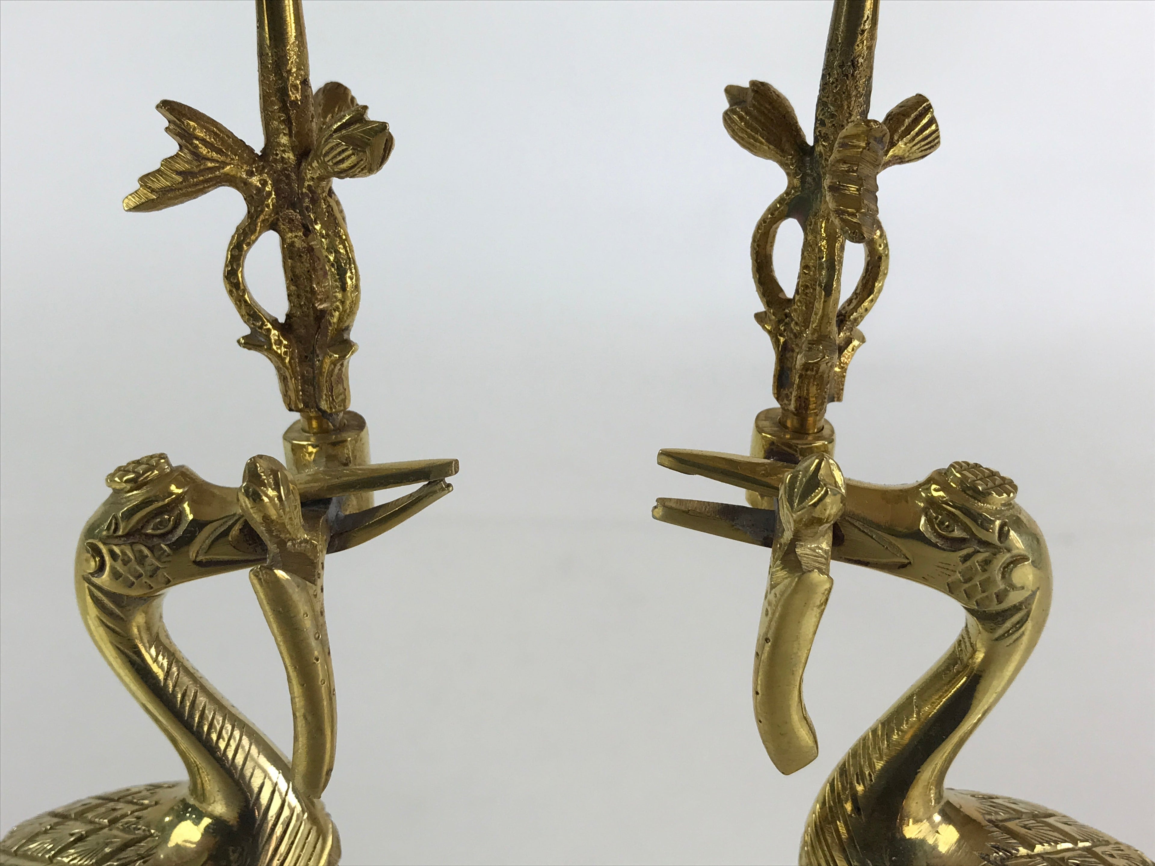 Japanese Buddhist Altar Fitting 2pc Candle Stands Brass Shokudai Butsudan BU826