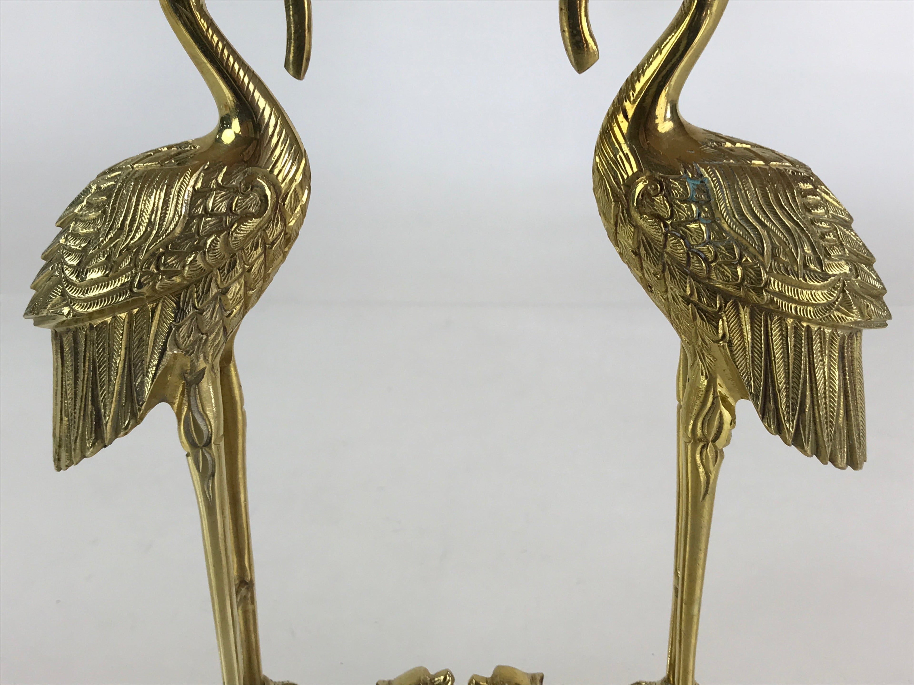 Japanese Buddhist Altar Fitting 2pc Candle Stands Brass Shokudai Butsudan BU826