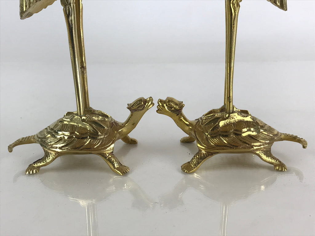 Japanese Buddhist Altar Fitting 2pc Candle Stands Brass Shokudai Butsudan BU826