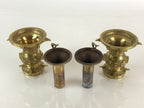 Japanese Buddhist Altar Fitting 2pc Flower Vase Stand Brass Gold Hanatate BU828