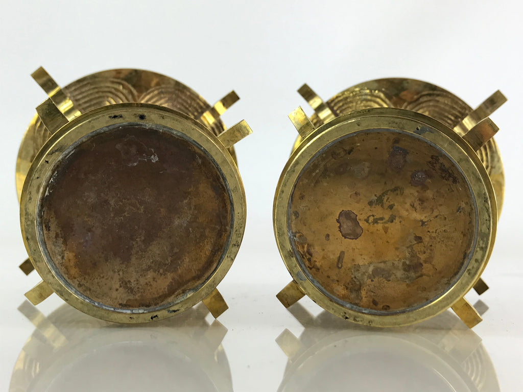 Japanese Buddhist Altar Fitting 2pc Flower Vase Stand Brass Gold Hanatate BU828