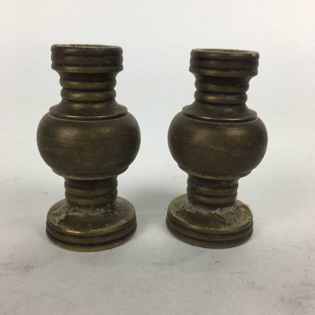 Japanese Buddhist Altar Fitting 2pc Flower Vase Stand Vtg Brass Butsudan BU563
