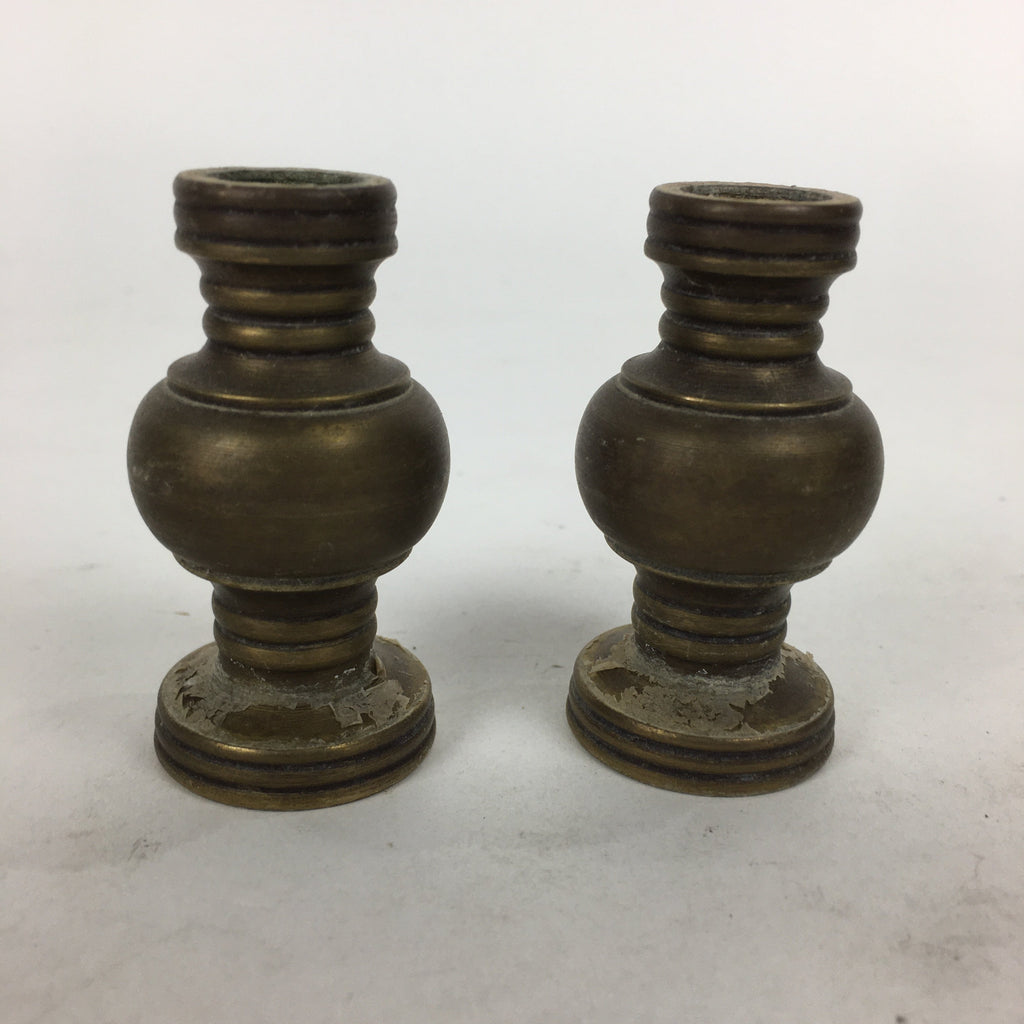 Japanese Buddhist Altar Fitting 2pc Flower Vase Stand Vtg Brass Butsudan BU563